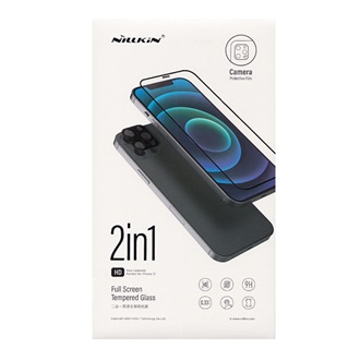 iPhone 14 Plus NILLKIN képernyővédő üveg 2in1 3D, 9H + kameravédő fólia, FEKETE