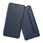 iPhone 14 Pro Max Gigapack tok álló, bőr hatású FLIP, karbon minta, SÖTÉTKÉK