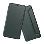 iPhone 14 Pro Max Gigapack tok álló, bőr hatású FLIP, karbon minta, SÖTÉTZÖLD