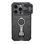 iPhone 14 Pro NILLKIN CAMSHIELD ARMOR PRO defender szilikon telefonvédő ütésállóság, tartógyűrű, FEKETE
