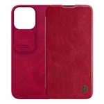 iPhone 14 Pro NILLKIN QIN PRO tok álló, bőr hatású FLIP, kameravédő, PIROS