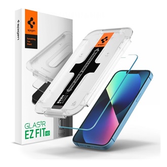 iPhone 14 SPIGEN EZ FIT HD képernyővédő üveg 2.5D, 9H + segédkeret, ÁTLÁTSZÓ