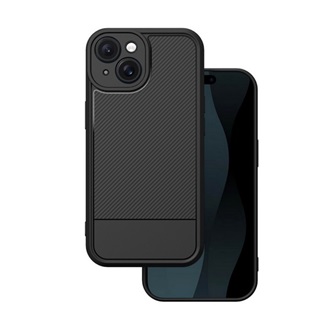 iPhone 15 GIGAPACK Szilikon telefonvédő ütésállóság, karbon minta, FEKETE