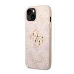 iPhone 15 GUESS 4G BIG METAL LOGO műanyag telefonvédő ütésállóság, bőr hatású hátlap, RÓZSASZÍN