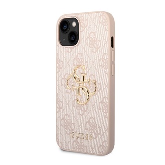 iPhone 15 GUESS 4G BIG METAL LOGO műanyag telefonvédő ütésállóság, bőr hatású hátlap, RÓZSASZÍN