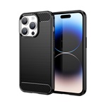 iPhone 15 Gigapack szilikon telefonvédő ütésállóság, karbon minta, FEKETE