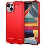 iPhone 15 Gigapack szilikon telefonvédő ütésállóság, karbon minta, PIROS