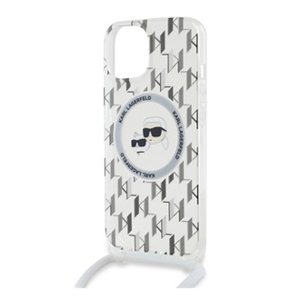 iPhone 15 KARL LAGERFELD IML MONOGRAM CROSSBODY K&CH HEADS MAGSAFE szilikon telefonvédő ütésállóság, nyakpánt, ÁTLÁTSZÓ