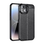 iPhone 15 Plus Gigapack szilikon telefonvédő ütésállóság, varrás minta, FEKETE