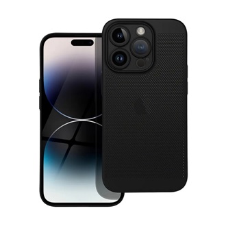 iPhone 15 Pro Gigapack műanyag telefonvédő légáteresztő, kameravédő, FEKETE