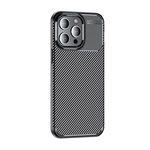 iPhone 15 Pro Gigapack szilikon telefonvédő ütésállóság, karbon minta, FEKETE