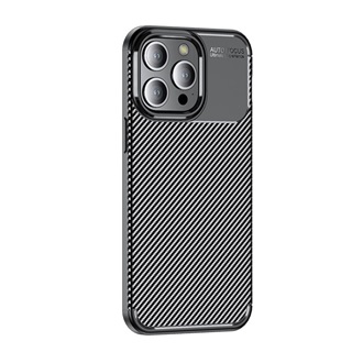 iPhone 15 Pro Gigapack szilikon telefonvédő ütésállóság, karbon minta, FEKETE