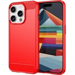 iPhone 15 Pro Gigapack szilikon telefonvédő ütésállóság, karbon minta, PIROS