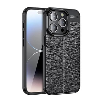 iPhone 15 Pro Gigapack szilikon telefonvédő ütésállóság, varrás minta, FEKETE