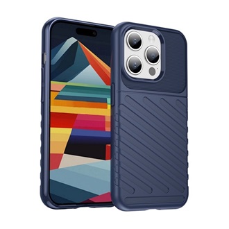 iPhone 15 Pro Max Gigapack szilikon telefonvédő ütésállóság, dombor minta, SÖTÉTKÉK