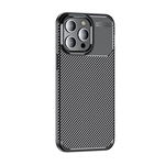 iPhone 15 Pro Max Gigapack szilikon telefonvédő ütésállóság, karbon minta, FEKETE