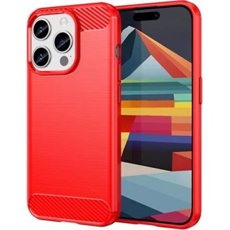 iPhone 15 Pro Max Gigapack szilikon telefonvédő ütésállóság, karbon minta, PIROS