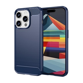 iPhone 15 Pro Max Gigapack szilikon telefonvédő ütésállóság, karbon minta, SÖTÉTKÉK