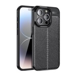 iPhone 15 Pro Max Gigapack szilikon telefonvédő ütésállóság, varrás minta, FEKETE