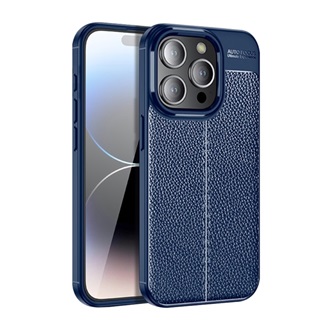 iPhone 15 Pro Max Gigapack szilikon telefonvédő ütésállóság, varrás minta, SÖTÉTKÉK