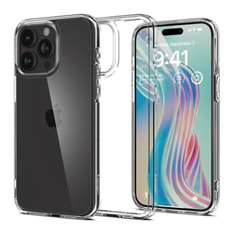 iPhone 15 Pro SPIGEN CRYSTAL HYBRID szilikon telefonvédő ütésállóság, műanyag keret, ÁTLÁTSZÓ