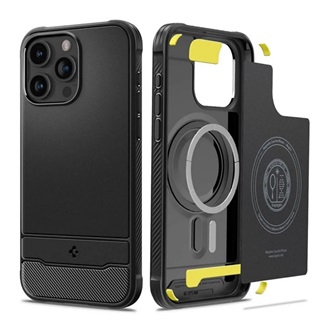 iPhone 15 Pro SPIGEN RUGGED ARMOR szilikon telefonvédő ütésállóság, MagSafe, FEKETE