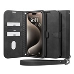 iPhone 15 Pro SPIGEN WALLET S PRO tok álló, bőr hatású FLIP, textil minta, FEKETE