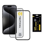 iPhone 15 Pro TACTICAL IMPACT ARMOUR GLASS képernyővédő üveg 3D, antibakteriális + segédkeret, FEKETE