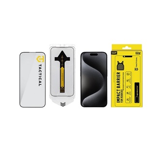 iPhone 15 Pro TACTICAL IMPACT BARRIER FOR ROOKIES képernyővédő üveg 5D, 9H + segédkeret, FEKETE