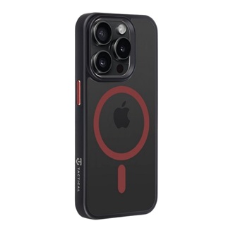 iPhone 15 Pro TACTICAL MAGFORCE HYPERSTEALTH 2.0 szilikon telefonvédő ütésállóság, MagSafe, FEKETE/PIROS