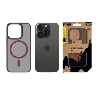 iPhone 15 Pro TACTICAL MAGFORCE HYPERSTEALTH 2.0 szilikon telefonvédő ütésállóság, MagSafe, FEKETE/PIROS