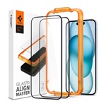 iPhone 15 SPIGEN ALM FC képernyővédő üveg 2db 2.5D, színkiemelés, ÁTLÁTSZÓ