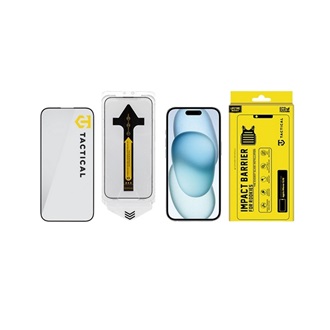 iPhone 15 TACTICAL IMPACT BARRIER FOR ROOKIES képernyővédő üveg 5D, 9H + segédkeret, FEKETE