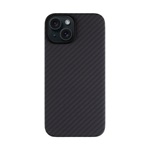 iPhone 15 TACTICAL MAGFORCE ARAMID szilikon telefonvédő ultravékony, karbon minta, FEKETE