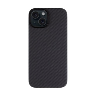 iPhone 15 TACTICAL MAGFORCE ARAMID szilikon telefonvédő ultravékony, karbon minta, FEKETE