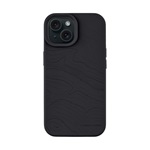 iPhone 15 TACTICAL MAGFORCE BEAVER szilikon telefonvédő mikrofiber plüss belső, topográfiai minta, FEKETE
