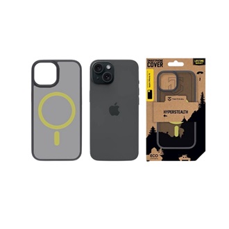 iPhone 15 TACTICAL MAGFORCE HYPERSTEALTH 2.0 szilikon telefonvédő ütésállóság, MagSafe, FEKETE/CITROMSÁRGA