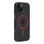iPhone 15 TACTICAL MAGFORCE HYPERSTEALTH 2.0 szilikon telefonvédő ütésállóság, MagSafe, FEKETE/PIROS