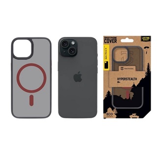 iPhone 15 TACTICAL MAGFORCE HYPERSTEALTH 2.0 szilikon telefonvédő ütésállóság, MagSafe, FEKETE/PIROS