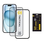 iPhone 16 / 15 TACTICAL IMPACT ARMOUR GLASS képernyővédő üveg 3D, antibakteriális + segédkeret, FEKETE