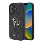 iPhone 16 5G GUESS 4G BIG LOGO szilikon telefonvédő ütésállóság, bőr hatású hátlap, FEKETE