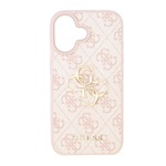 iPhone 16 5G GUESS 4G BIG LOGO szilikon telefonvédő ütésállóság, bőr hatású hátlap, RÓZSASZÍN