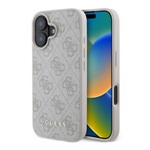 iPhone 16 5G GUESS 4G METAL GOLD LOGO műanyag telefonvédő textil hátlap RÓZSASZÍN