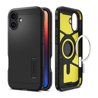 iPhone 16 5G SPIGEN TOUGH ARMOR MAG műanyag telefonvédő ütésállóság, MagSafe, FEKETE