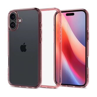 iPhone 16 5G SPIGEN ULTRA HYBRID műanyag telefonvédő ütésállóság, fényes keret, RÓZSASZÍN