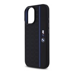 iPhone 16 BMW SILICONE HEXAGON BLUE LINES szilikon telefonvédő műanyag hátlap, MagSafe, FEKETE