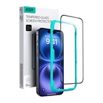 iPhone 16 ESR képernyővédő üveg 2.5D, 9H + segédkeret, FEKETE