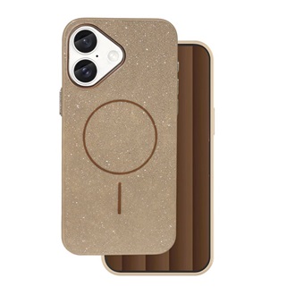 iPhone 16 GIGAPACK Szilikon telefonvédő műanyag hátlap, csillogó, BARNA