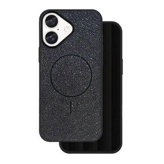 iPhone 16 GIGAPACK Szilikon telefonvédő műanyag hátlap, csillogó, FEKETE