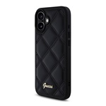 iPhone 16 GUESS PU LEATHER QUILTED szilikon telefonvédő ütésállóság, rombusz, FEKETE